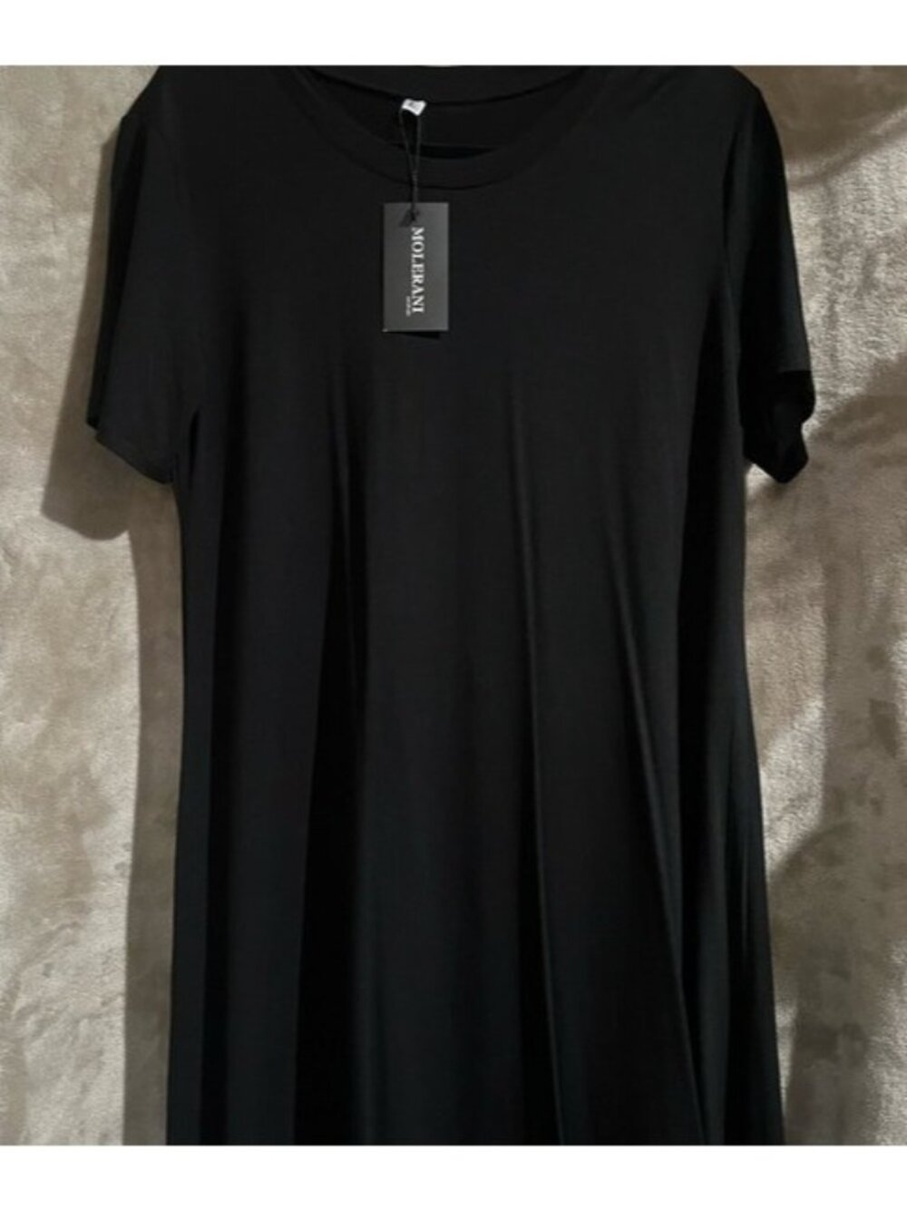 Molerani Womens Black Short-Sleeve Casual Semi Formal Loose T-Shirt Dress Large - Picture 4 of 11
